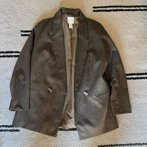 H&M Double-Breasted Blazer in Dark Gray